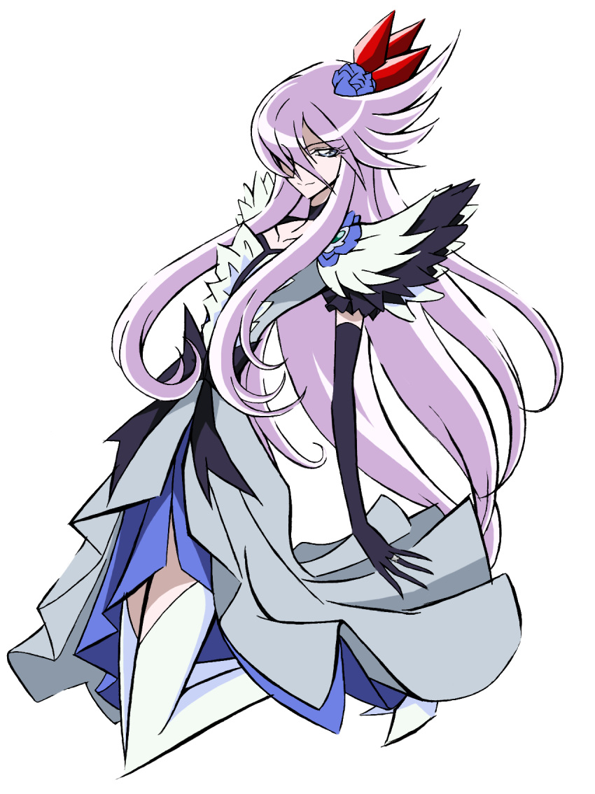 adapted_costume, adult, arudebido, blue_eyes, cure_moonlight, dark_precure, dress, elbow_gloves