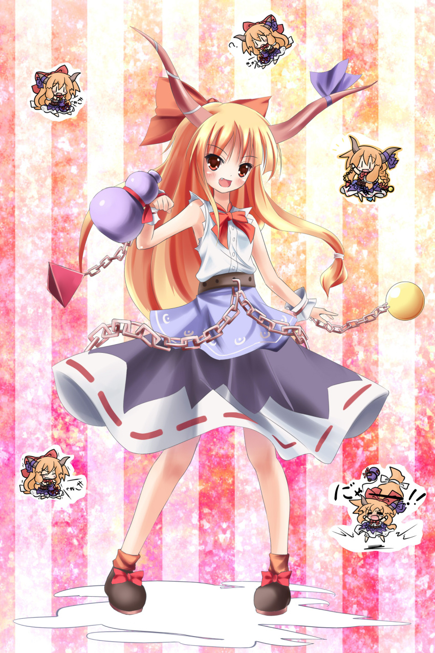 arm_up, armpits, arms_up, belt, blonde_hair, blush, bottle, bow