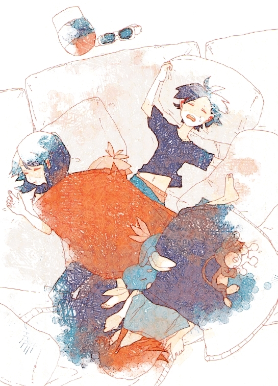 aipom, bad_id, barefoot, crystal_(pokemon), emerald_(pokemon), goggles, gold_(pokemon), hat