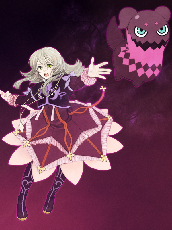 blonde_hair, boots, bow, creature, dress, elise_lutas, elise_lutus, frills