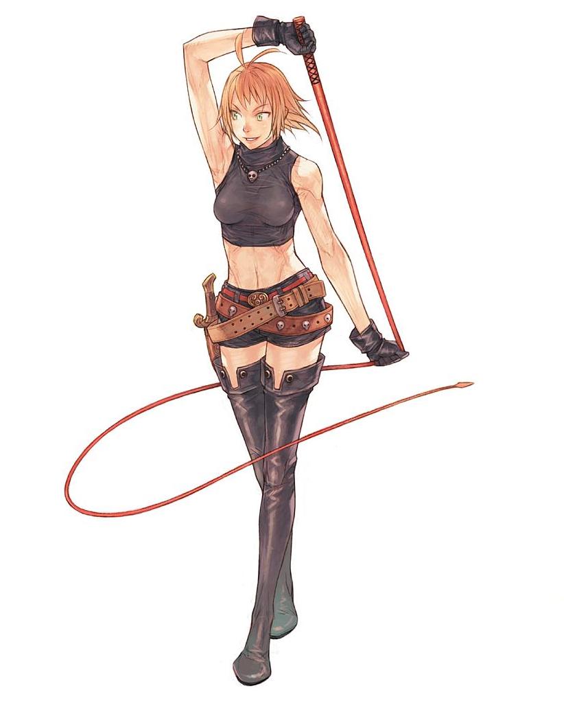 arm_up, armpits, artist_request, bare_shoulders, belt, boots, dagger, gloves