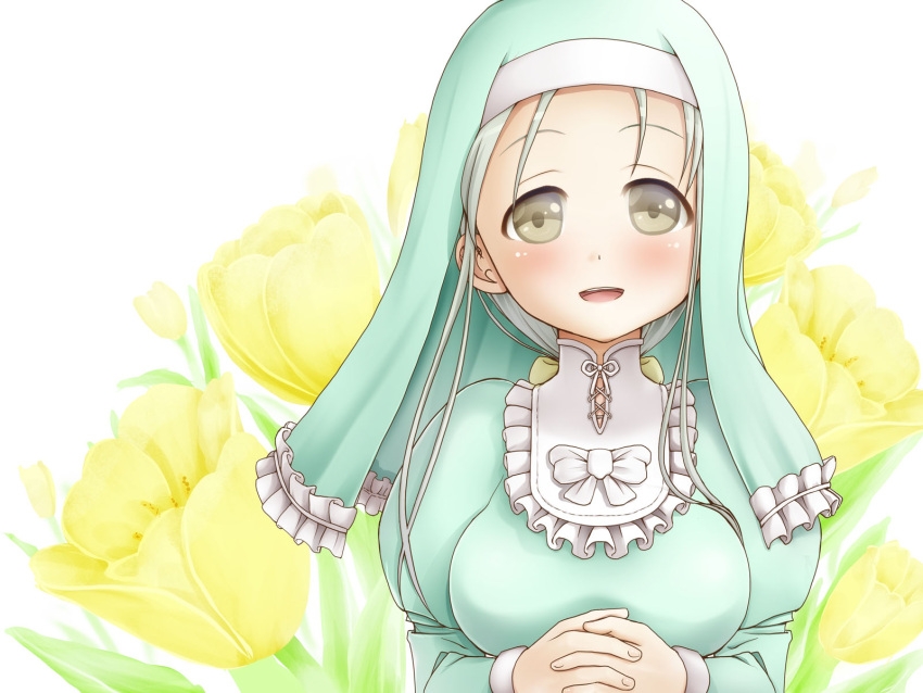 endouhiroto, flower, habit, headdress, highres, nun, original, veil