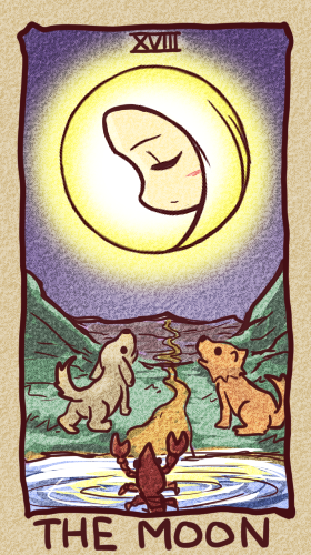 dog, ikkyuu, lobster, lowres, moon, mountain, no_humans, path