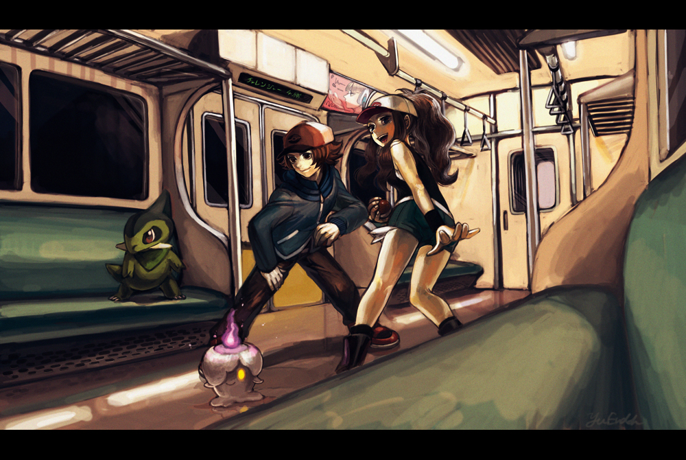 baseball_cap, cameo, denim, denim_shorts, endou_yuu, fighting_stance, hat, holding