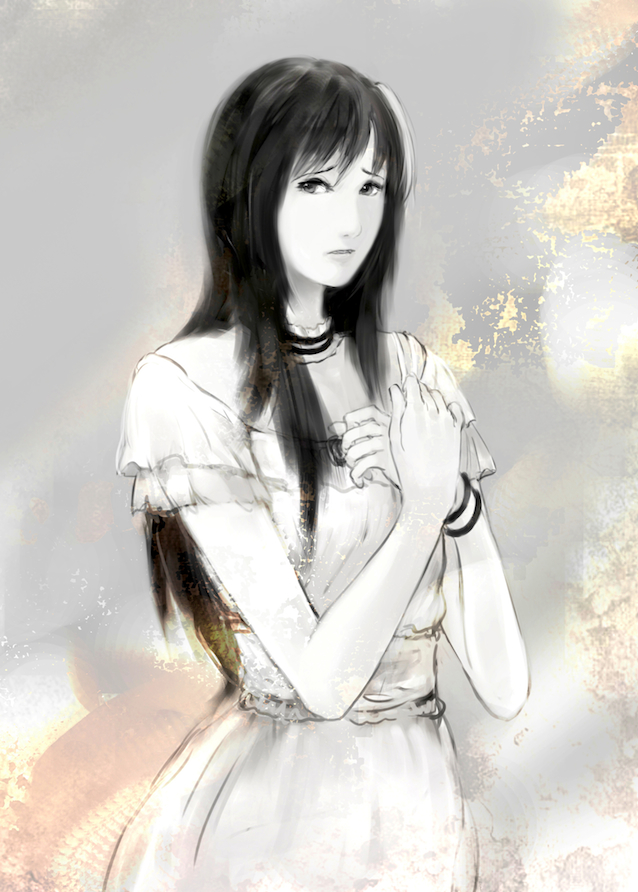 collar, dress, fatal_frame, fatal_frame_purple_diary, grey_eyes, long_hair, maya_(fatal_frame), sasa_asako
