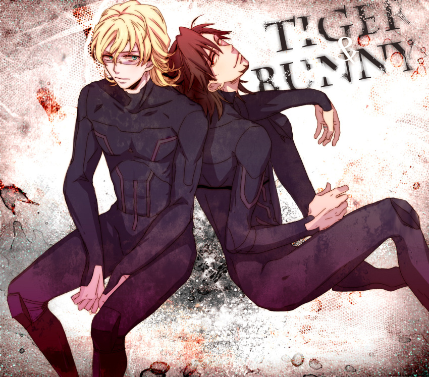 barnaby_brooks_jr, blonde_hair, bodysuit, brown_eyes, brown_hair, coma5, glasses, green_eyes