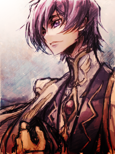 black_hair, code_geass, lelouch_lamperouge, male, purple_eyes, rahit, solo, violet_eyes