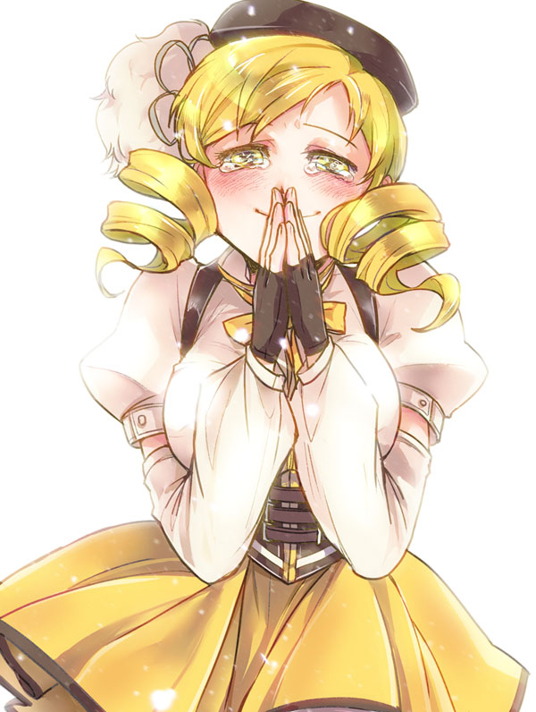 beret, blonde_hair, breasts, corset, detached_sleeves, drill_hair, fingerless_gloves, gloves