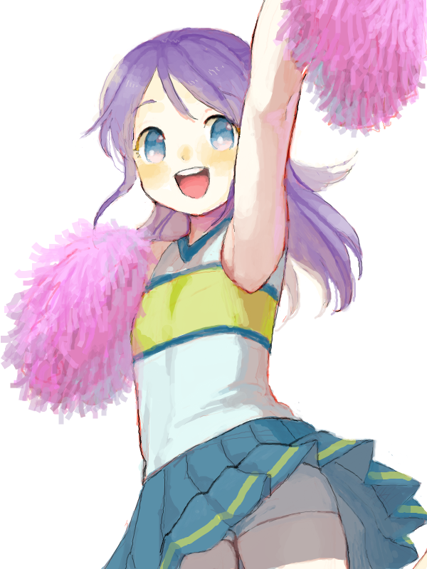 blue_eyes, blush, cheerleader, drawr, higebu, inazuma_eleven, inazuma_eleven_(series), kudou_fuyuka