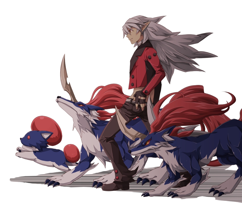 bad_id, black_gloves, coat, disgaea, dog, fenrich, fingerless_gloves, gloves