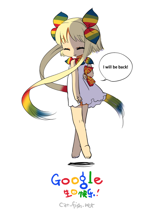blonde_hair, chibi, closed_eyes, dress, eyes_closed, floating, google, google-tan