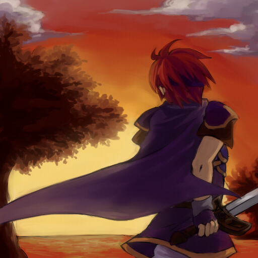 afternoon, fire_emblem, redhead, roy, short_hair, sunset, sword