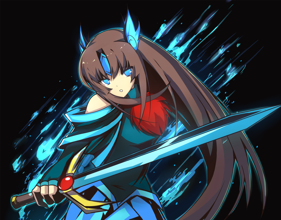 blue_eyes, hair_ornament, hime_cut, long_hair, original, signomi, skirt, solo