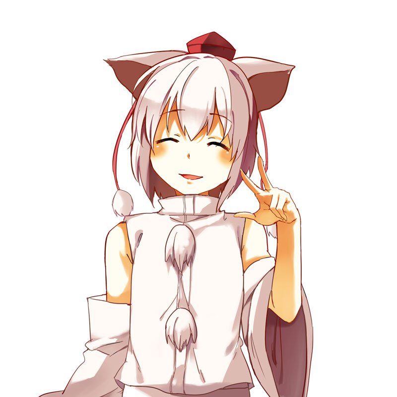 ^_^, animal_ears, bare_shoulders, bust, closed_eyes, delorean_(hasabe_yu2), detached_sleeves, eyes_closed