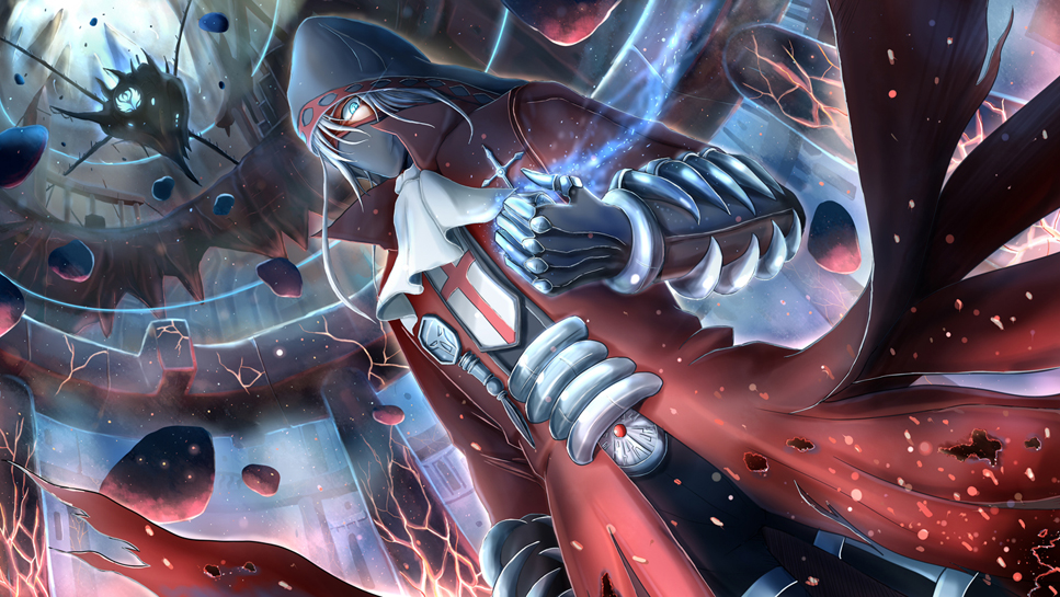 cloak, cross, hood, mask, original, solo, zen_(weishanzhe)