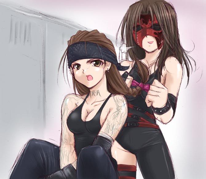 genderswap, kaiga, kane, kane_(wrestler), kane_(wwe), mask, ribbon, tattoo, the_undertaker, what, wwe