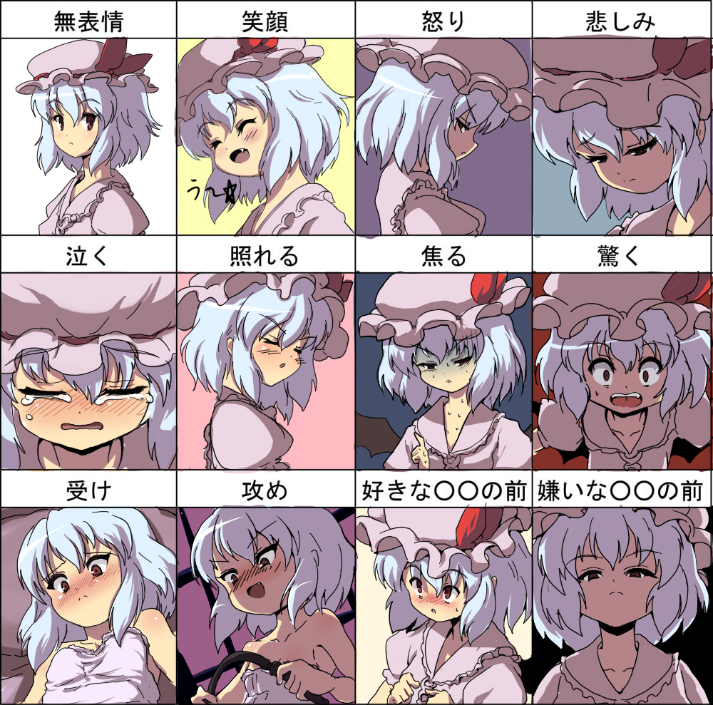 expressions, fang, hat, kurobuta, kurobuta_(meregear), lavender_hair, red_eyes, remilia_scarlet