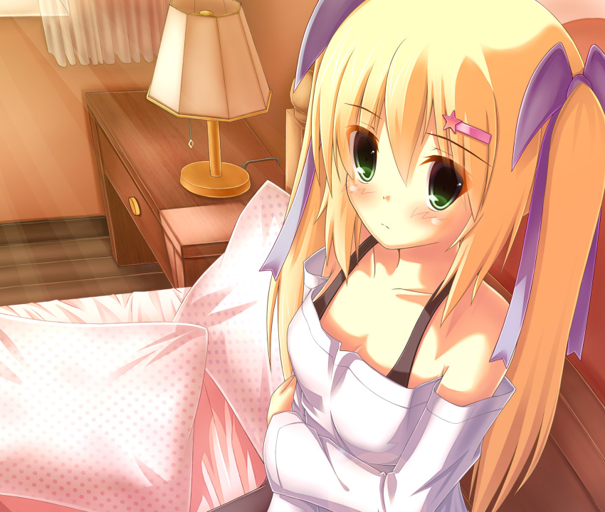 blonde_hair, green_eyes, ichiroku, original, sena_(ichiroku)