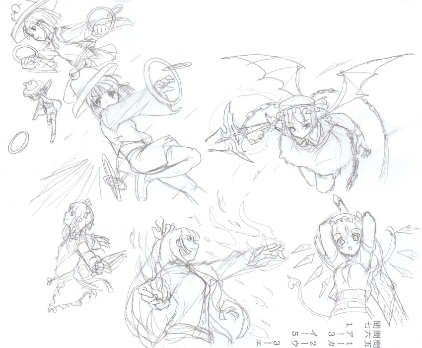 >:), alternate_weapon, aouma, arms_behind_back, bat_wings, burning_hand, burning_hands, chain