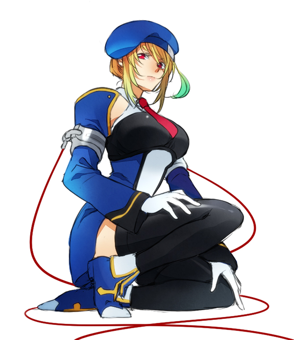 blonde_hair, cosplay, detached_sleeves, gloves, gradient_hair, green_hair, kazu_sanbon, look-alike