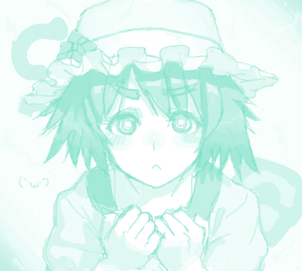 aouma, aqua, blush, clenched_hands, drawr, eyebrows, face, frown