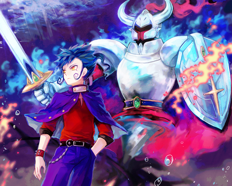 blue_hair, bracelet, cloak, helmet, inazuma_eleven, inazuma_eleven_(series), inazuma_eleven_go, jewelry