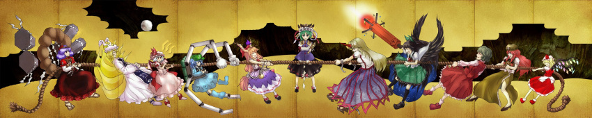 flandre_scarlet, hong_meiling, hoshiguma_yuugi, ibuki_suika, kawashiro_nitori, kazami_yuuka, multiple_girls, reiuji_utsuho