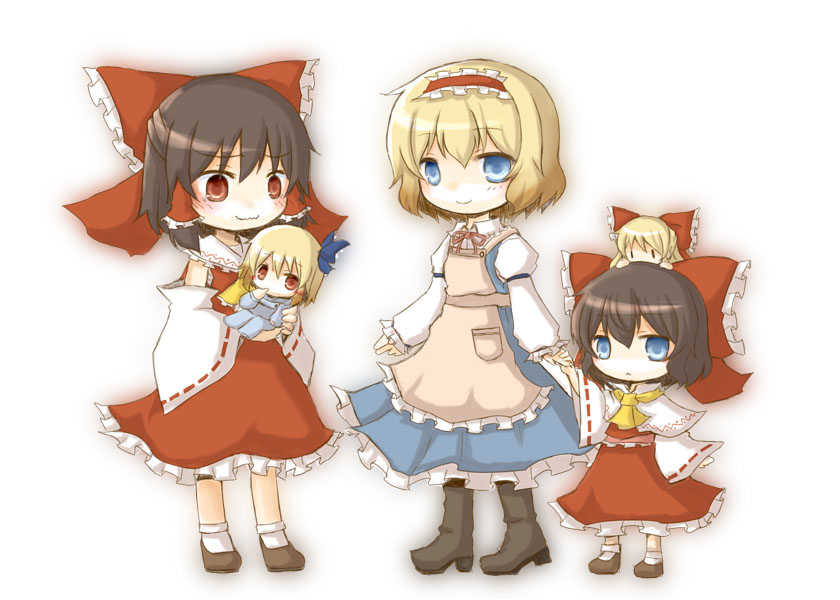 4koma, :<, :3, alice_margatroid, apron, ascot, baby, blonde_hair