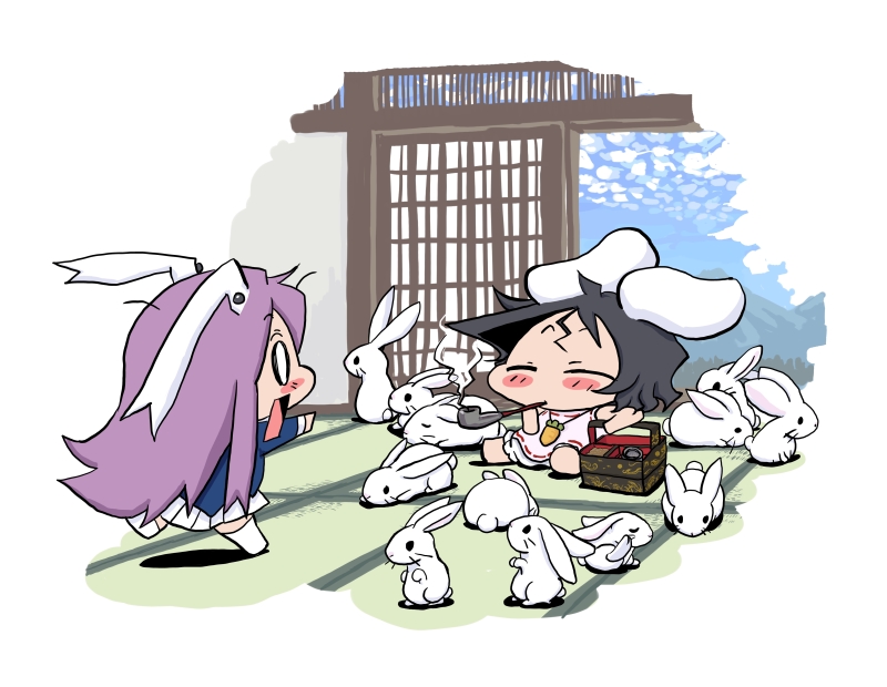 animal_ears, baku_taso, bunny, bunny_ears, chibi, closed_eyes, eyes_closed, inaba_tewi
