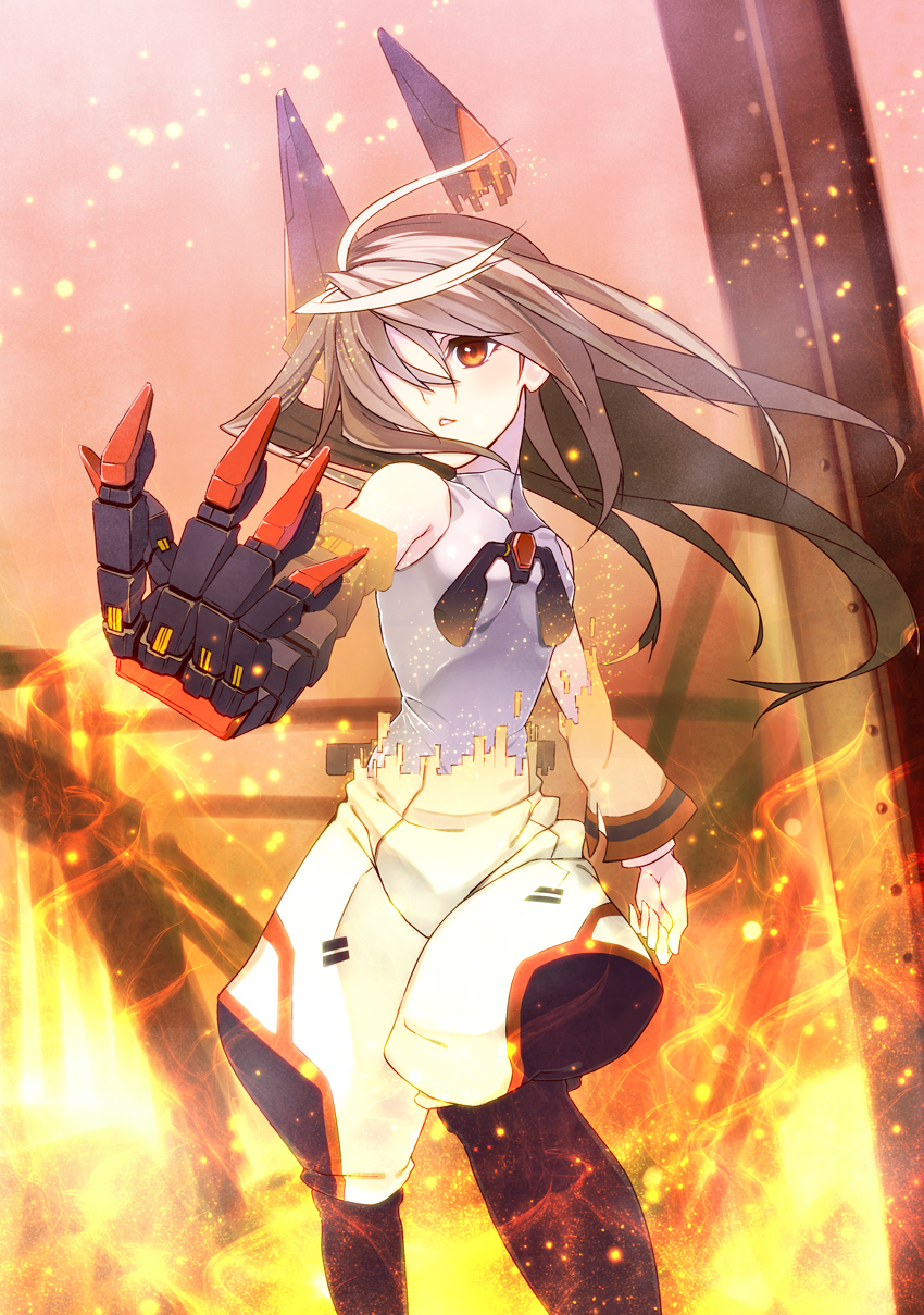 boots, dissolving_clothes, gauntlets, glowing, hair_over_one_eye, highres, infinite_stratos, laura_bodewig