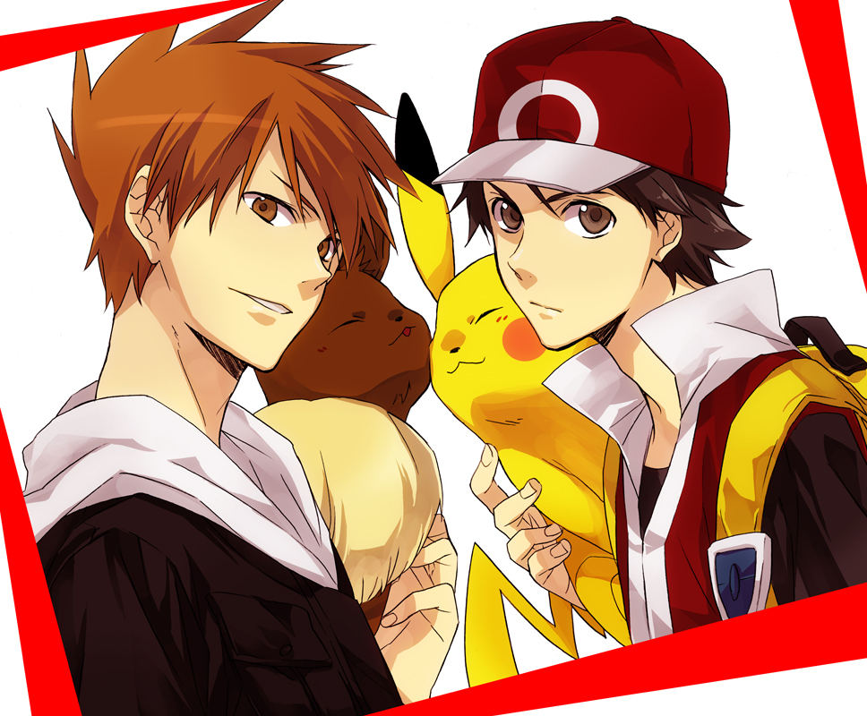 backpack, bad_id, bag, baseball_cap, black_hair, brown_eyes, brown_hair, eevee