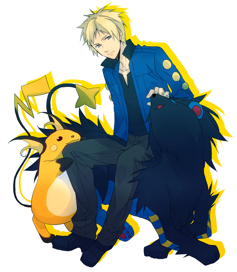blonde_hair, blue_eyes, denji_(pokemon), denzi_(pokemon), gym_leader, luxray, nintendo, pokemon, raichu, ryugo, sexual_dimorphism, xia_(ryugo)