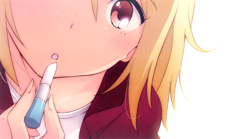 blonde_hair, blush, brown_eyes, close-up, freckles, idolmaster, idolmaster_dearly_stars, lipstick