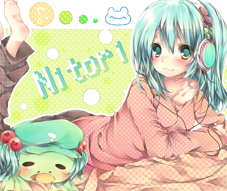 :3, alternate_costume, alternate_hair_color, alternate_hairstyle, aqua_hair, barefoot, blush, casual