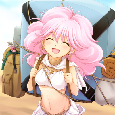 ^_^, afro, backpack, bag, breasts, closed_eyes, eyes_closed, lowres