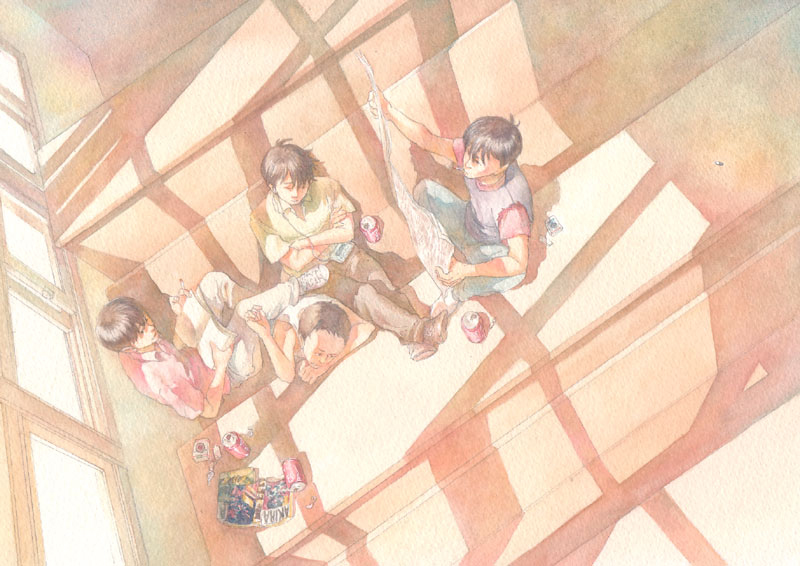 914kana, akira, bad_id, can, kai_(akira), kaneda_shoutarou, male, multiple_boys, shima_tetsuo, sleeping, yamagata