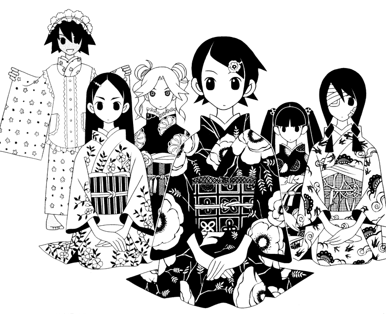 bandage, bandages, black_hair, eyepatch, fuura_kafuka, hair_ornament, hairpin, japanese_clothes