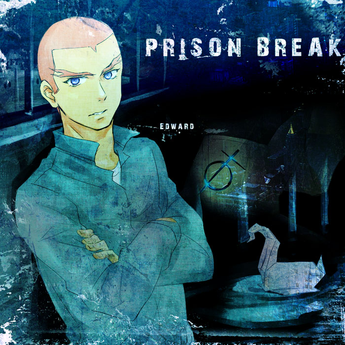 blue_eyes, crossed_arms, edward_keddy, ichii_(jessie), male, origami, parody, prison_break_(series), prisoner, red_hair, redhead, short_hair, solo, tiger_&amp;_bunny