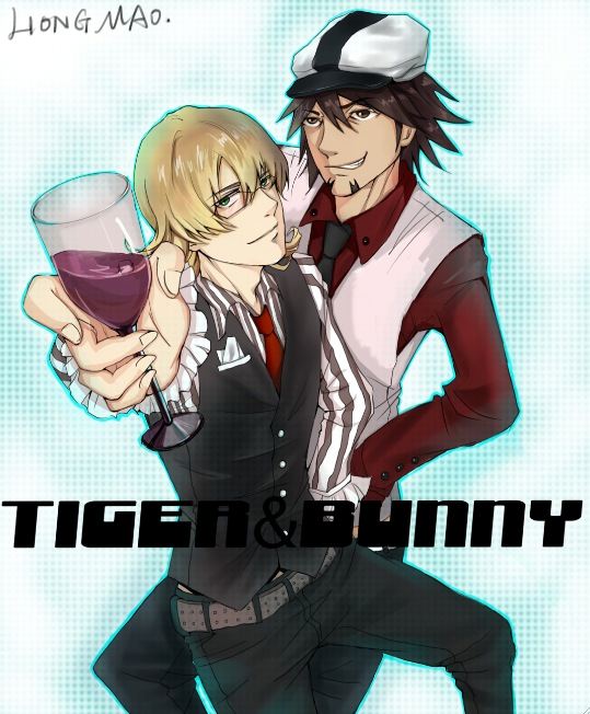 2boys, barnaby_brooks_jr, belt, blonde_hair, brown_eyes, brown_hair, cabbie_hat, facial_hair