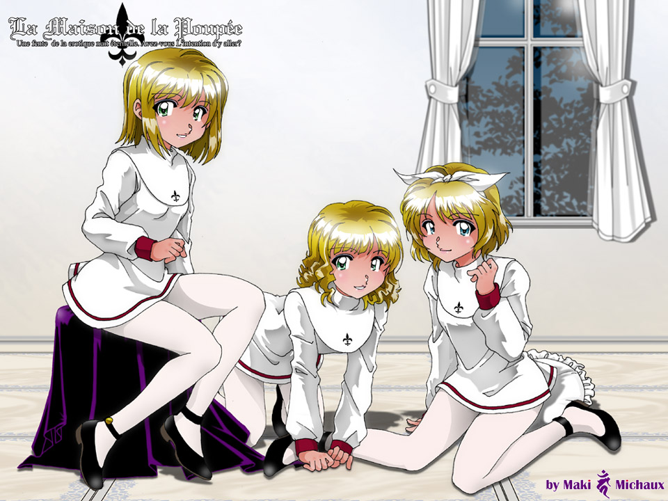 la_maison_de_la_poupee, legs, maki_michaux, mishou_maki, multiple_girls, pantyhose, school_uniform, short_hair