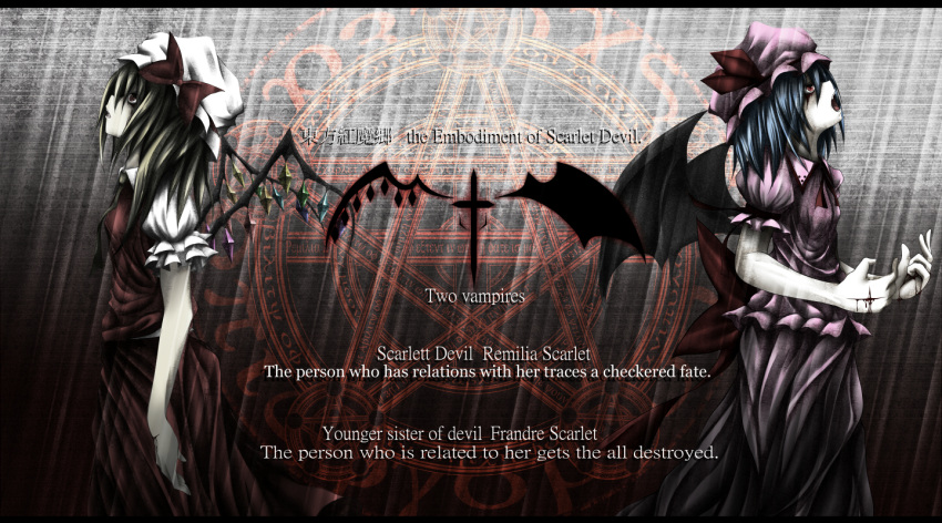 bat_wings, bleeding, blonde_hair, blood, bloody_tears, blue_hair, cuts, engrish