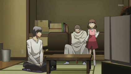 animated_gif, brown_hair, doujima_nanako, doujima_ryoutarou, gif, grey_hair, lowres, narukami_yuu