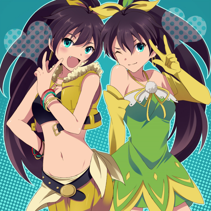 bare_shoulders, belt, beyond_the_vibes, black_hair, bracelet, breasts, cleavage, dress