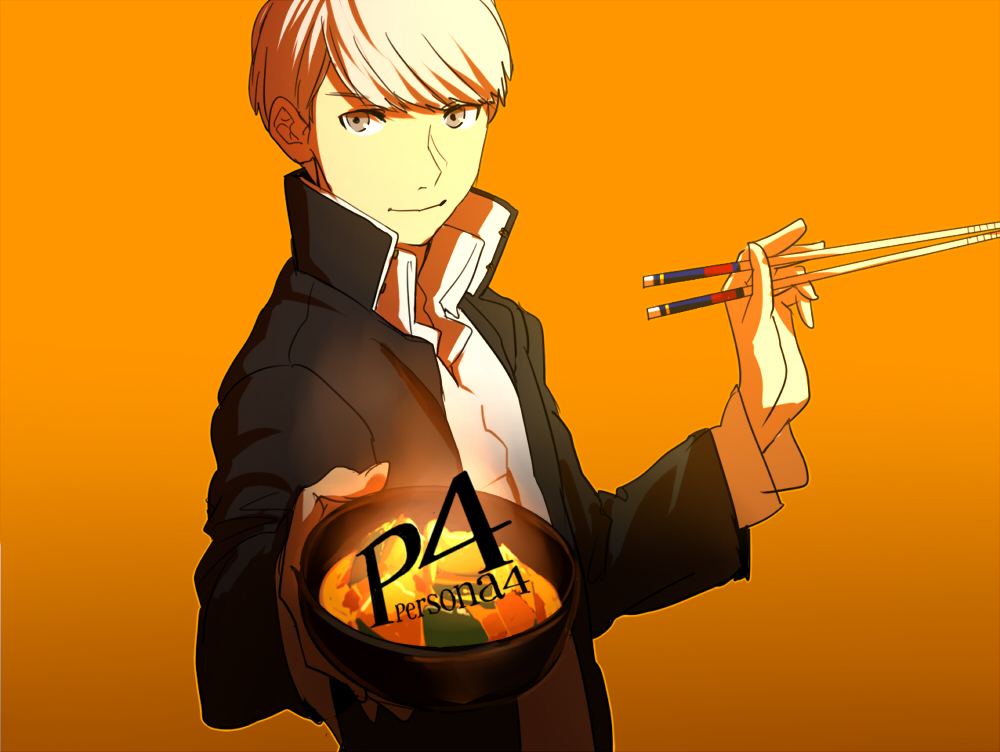 bowl, chopsticks, food, gradient, gradient_background, grey_eyes, koredemoka, looking_at_viewer
