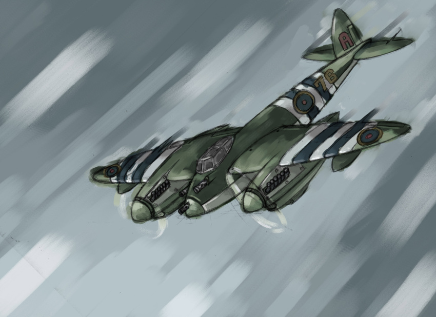1942, absurdres, airplane, capcom, de_havilland_mosquito, highres, military, no_humans