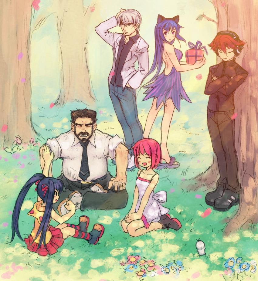 alternate_hairstyle, animal_ears, arin, azer, back, black_hair, blue_hair, cat_ears