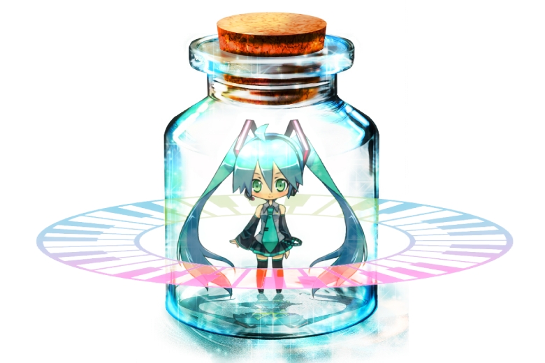 bad_id, bottle, bottle_meme_(pixiv), cork, detached_sleeves, girl_in_a_bottle, green_eyes, hatsune_miku