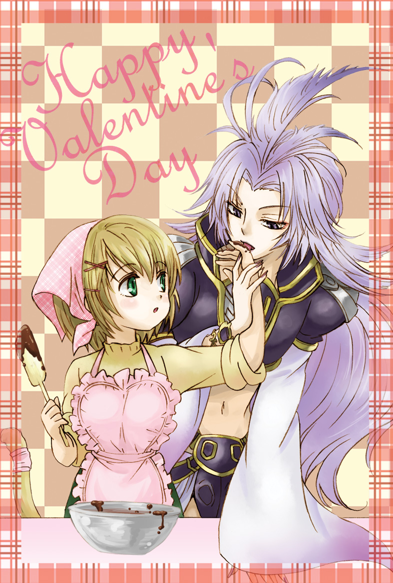 blonde_hair, bowl, brother_and_sister, chocolate, female, final_fantasy, final_fantasy_ix, green_eyes
