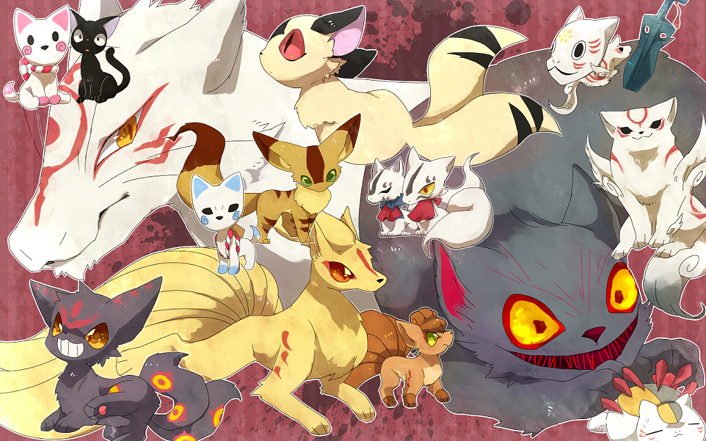 amaterasu, bakeneko, cat, character_request, crossover, fox, inuyasha, kaze_no_tani_no_nausicaa