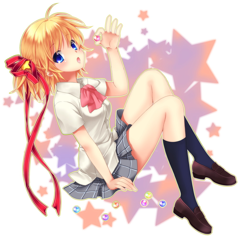 blue_eyes, kamikita_komari, little_busters!!, marble, nfr, ribbon, school_uniform, short_hair